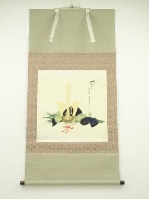 前大徳　小堀定泰筆　兜之図　肉筆紙本掛軸（共箱）